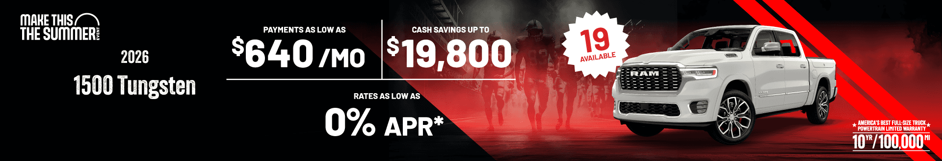 2026 1500 Tungsten : Cash savings up to up to $19,800 cash savings - Payments as low as $640 per month - Rates as low as 0% APR