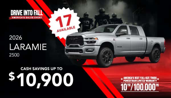 2026 2500 Laramie: Cash savings up to $10,900