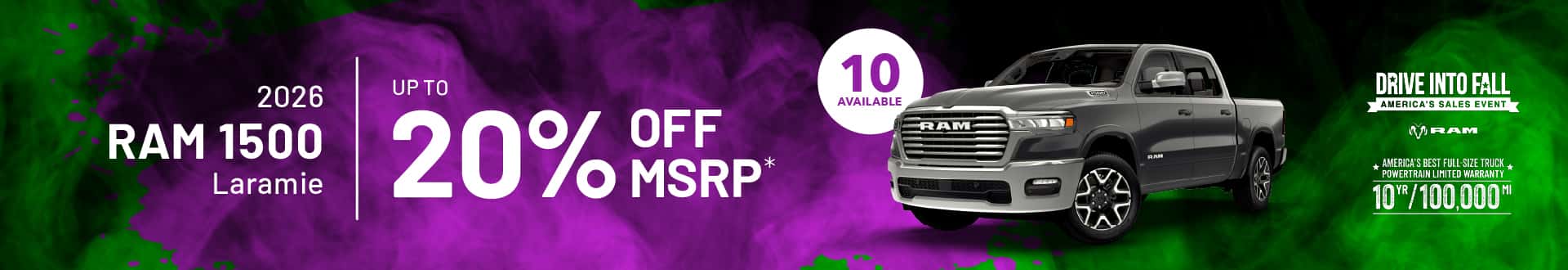 2026 RAM 1500 Laramie : $14,882 off!*