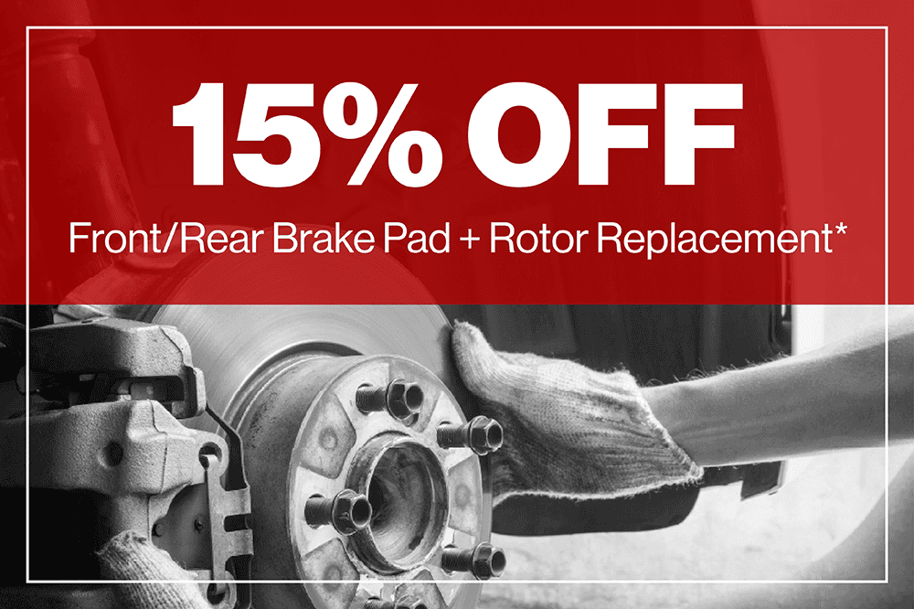 15% off Front or Rear Brake Pad and Rotor Replacement