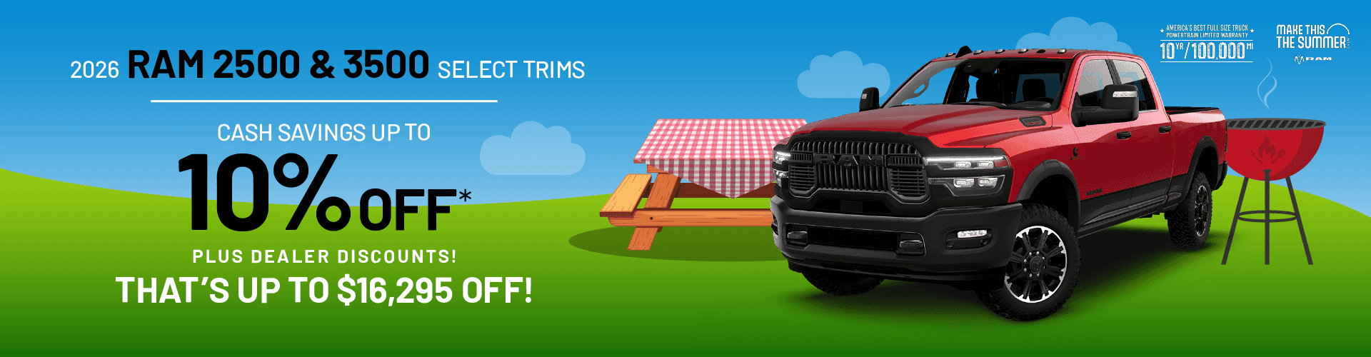2026 RAM 2500 & 3500 select trims 10% off thats up to $16,295 off