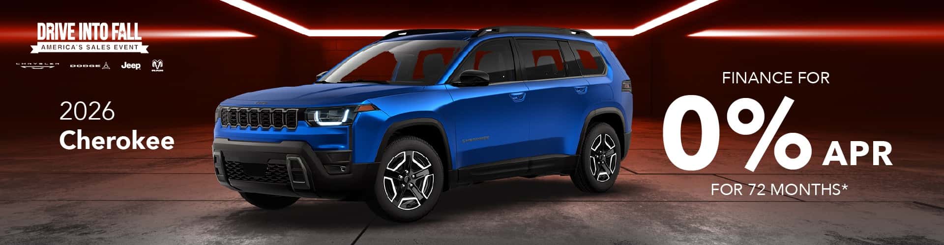0% APR for 72 months on 2026 Jeep Cherokee