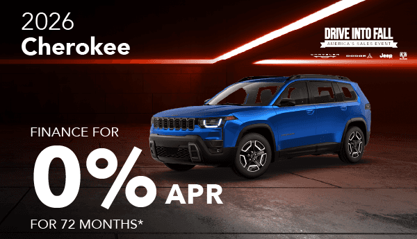 0% APR for 72 months on 2026 Jeep Cherokee