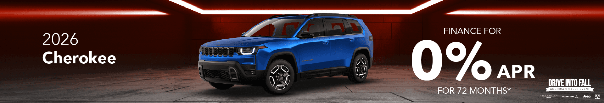 0% APR for 72 months on 2026 Jeep Cherokee