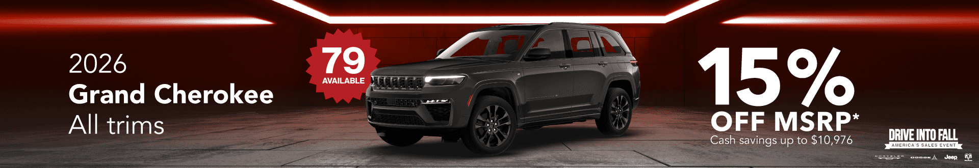 2026 Grand Cherokee All trims : Cash savings up to up to $10,976 cash savings