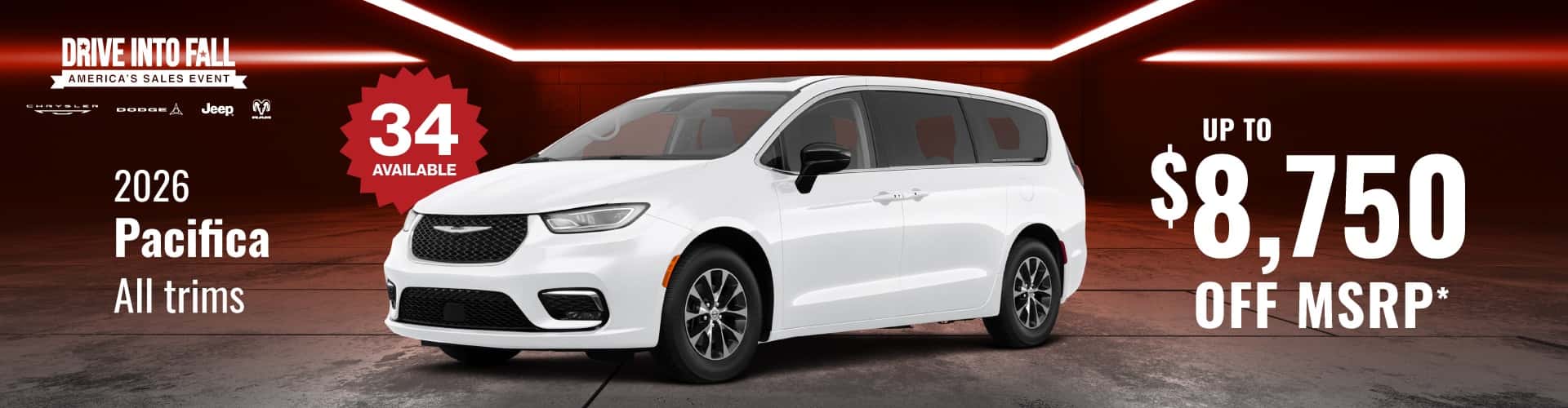 2026 Pacifica All trims : Cash savings up to up to $8,750 off