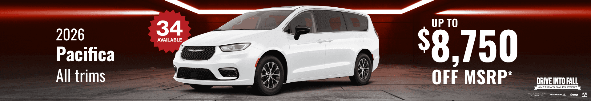 2026 Pacifica All trims : Cash savings up to up to $8,750 off