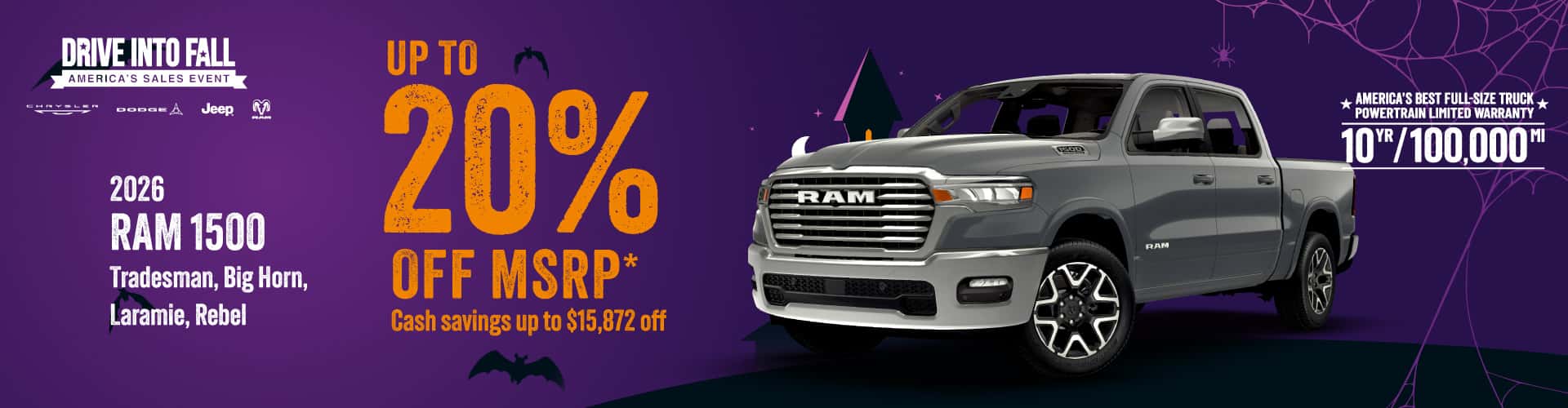 2026 RAM 1500 Tradesman, Big Horn, Laramie, Rebel : $15,872 off!*