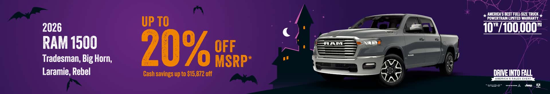 2026 RAM 1500 Tradesman, Big Horn, Laramie, Rebel : $15,872 off!*