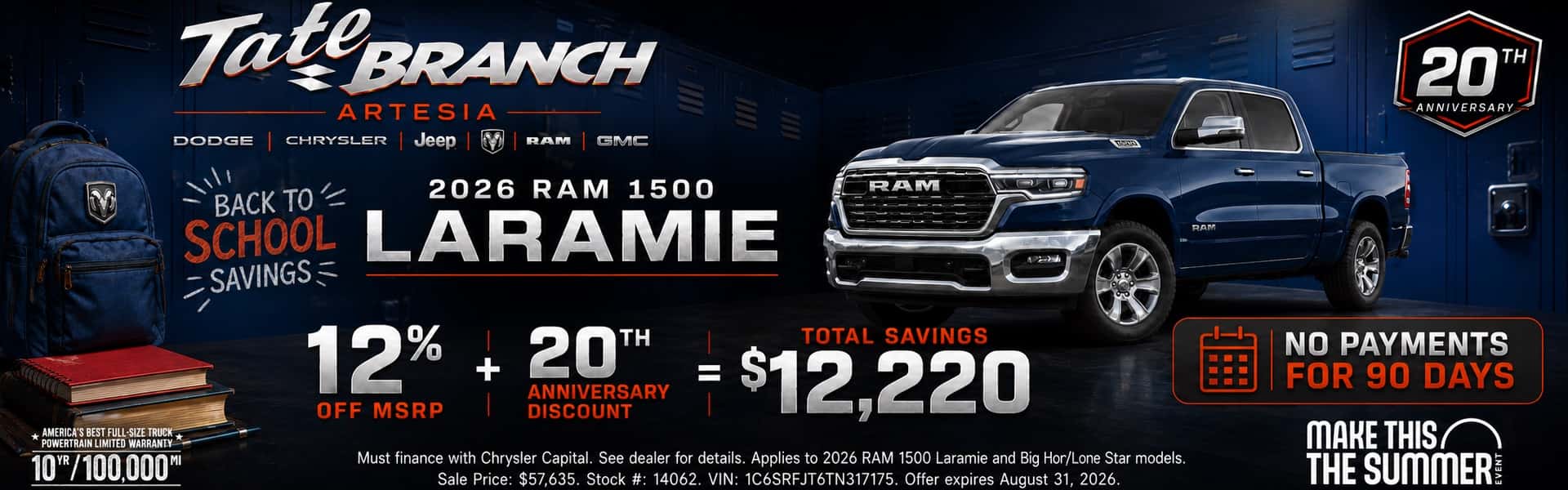 Tate Branch Artesia August Incentives