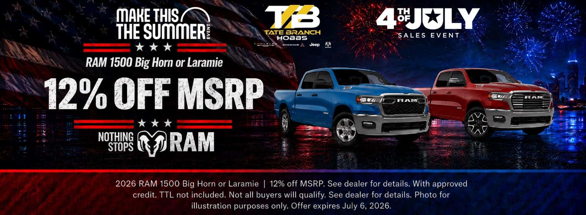 Tate Branch Hobbs July Incentives