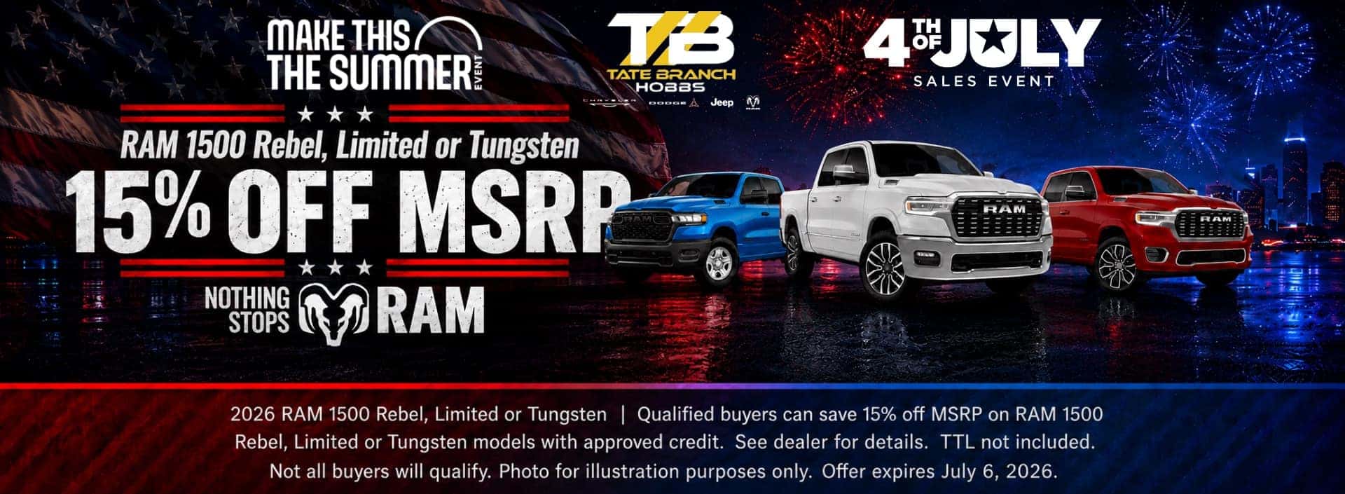 Tate Branch Hobbs July Incentives