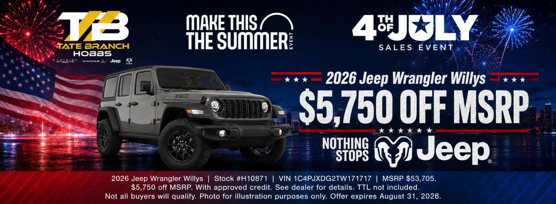 Tate Branch Hobbs August Incentives