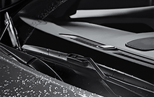 Close-up of windshield wipers on a vehicle.