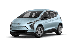 2022 Chevy Bolt EV 1LT in the color Ice Blue Metallic.