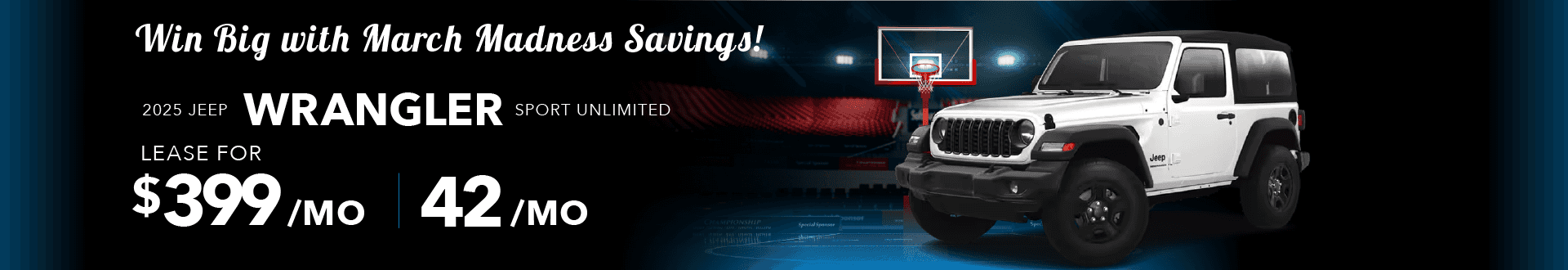 2025 Jeep Wrangler Sport Unlimited Lease For $399 per Month For 42 Months