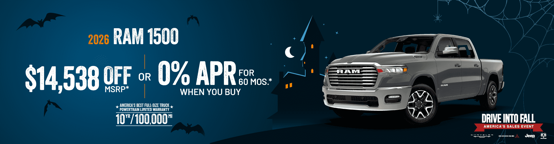 2026 RAM 1500 : $14,538 off or 0% APR for 60 months when you buy*