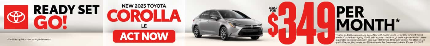 New 2025 Toyota Corolla LE Lease for $349 a month*