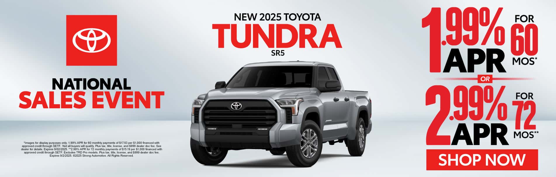 NEW 2025 TOYOTA TUNDRA SR5 "1.99% APR FOR 60 MONTHS* OR 2.99% APR FOR 72 MONTHS** "
