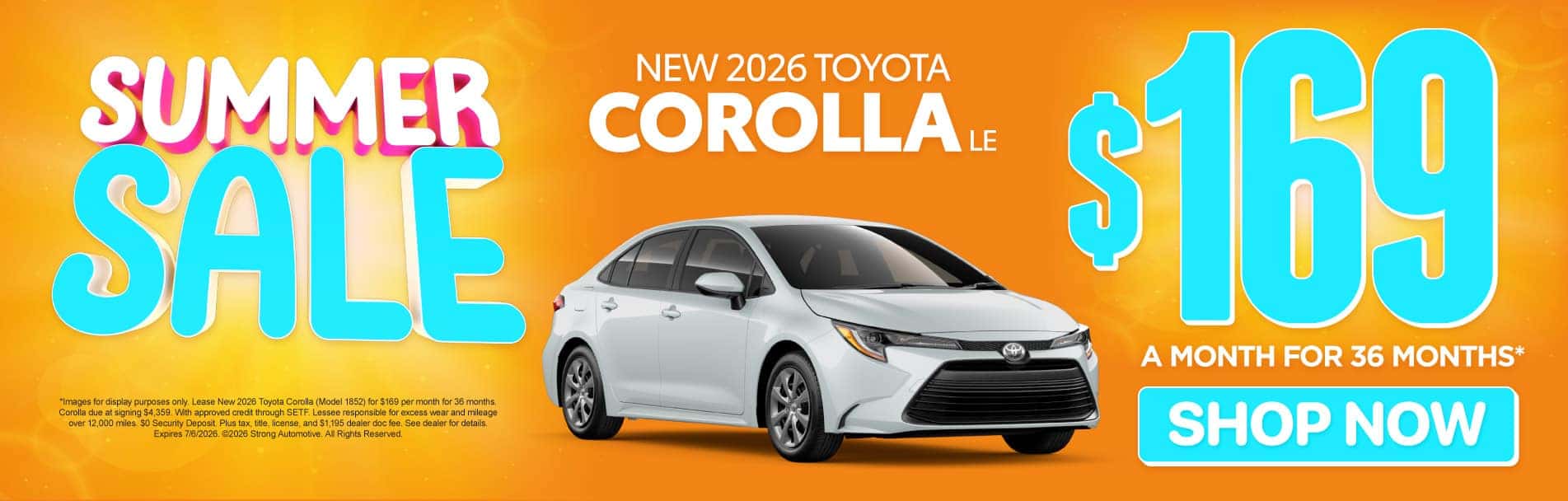 New 2026 Toyota Corolla LE $169/mo for 36 months*