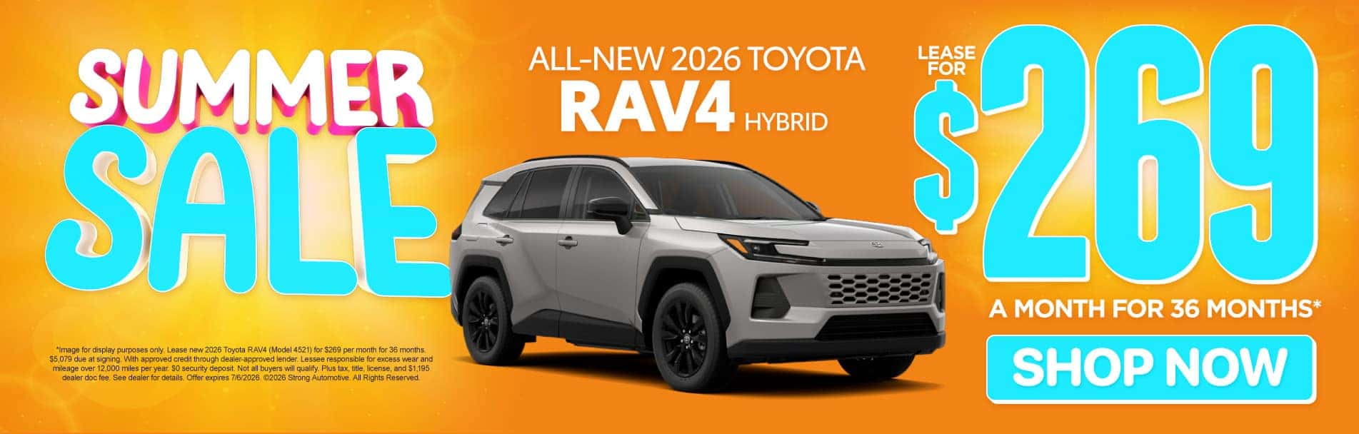 All-New 2026 Toyota RAV4 Hybrid Lease for $269 / 36 Mo*