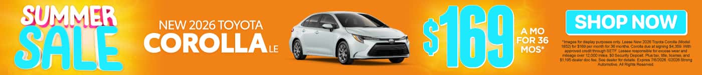New 2026 Toyota Corolla LE $169/mo for 36 months*
