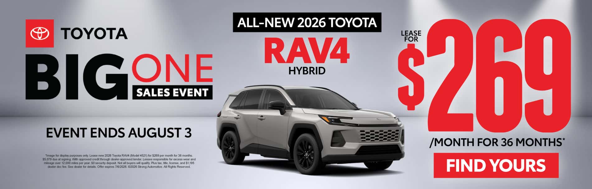 All-New 2026 Toyota RAV4 Hybrid Lease for $269 / 36 Mo*