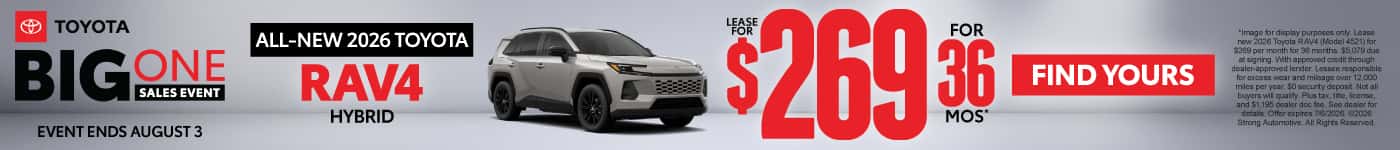 All-New 2026 Toyota RAV4 Hybrid Lease for $269 / 36 Mo*