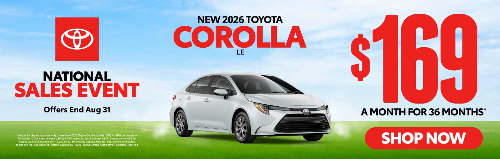 New 2026 Toyota Corolla LE $169/mo for 36 months*
