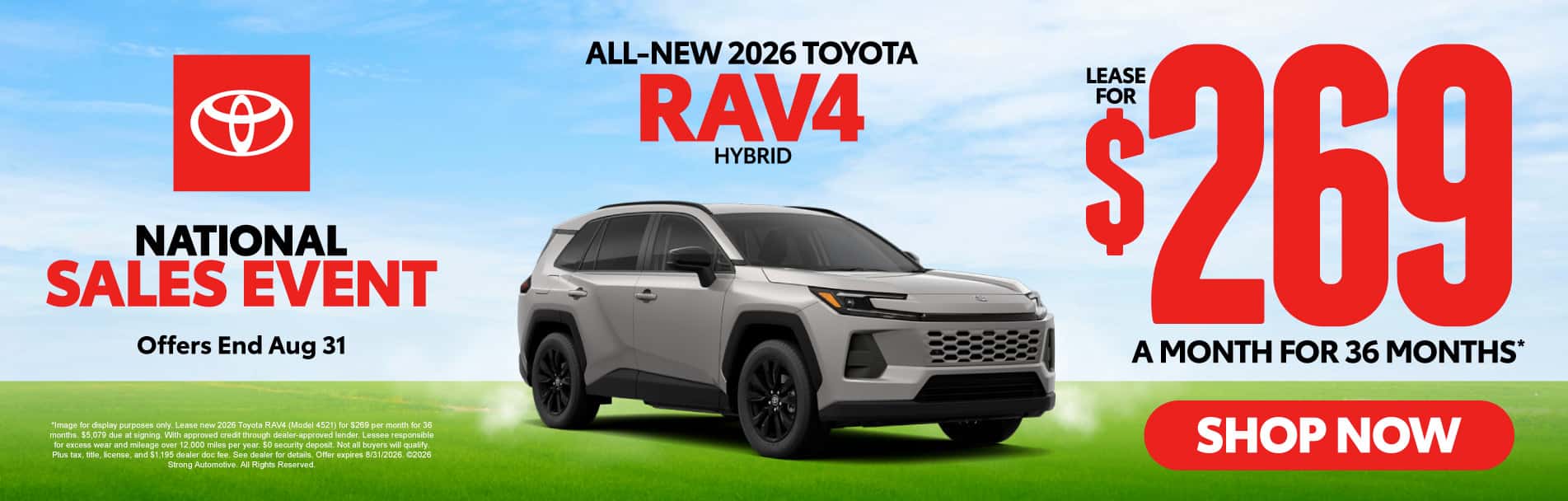 All-New 2026 Toyota RAV4 Hybrid Lease for $269 / 36 Mo*