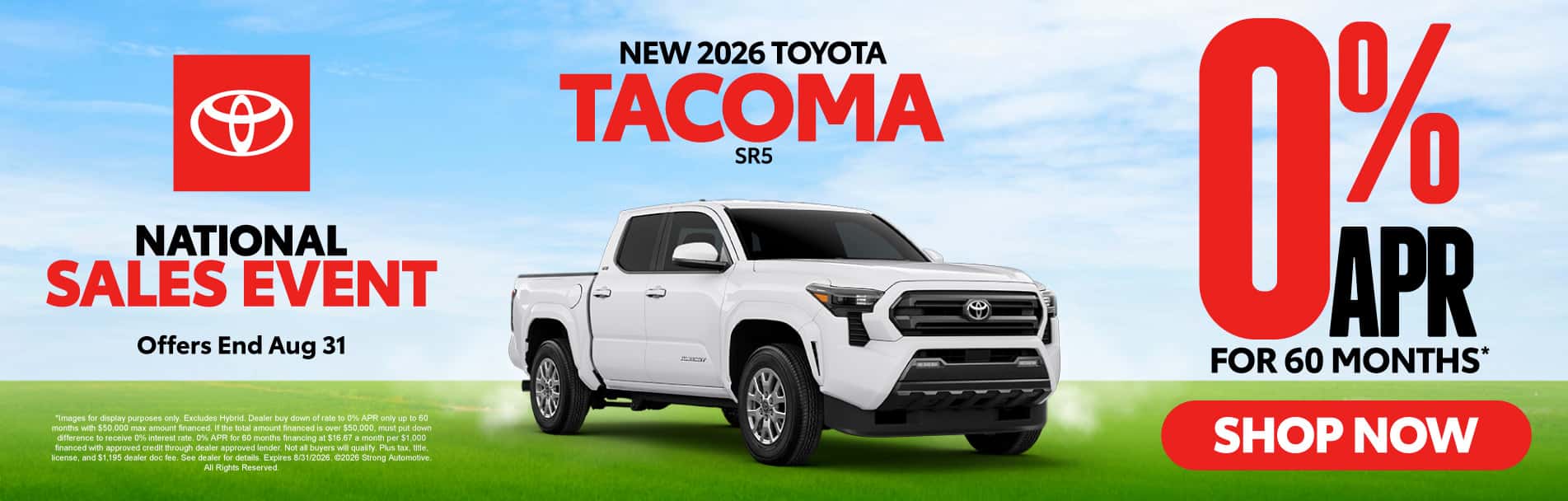 NEW 2026 TOYOTA TACOMA SR5 0% APR / 60 MONTHS*