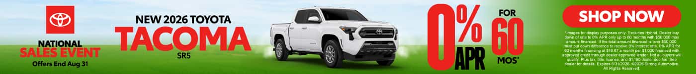 NEW 2026 TOYOTA TACOMA SR5 0% APR / 60 MONTHS*