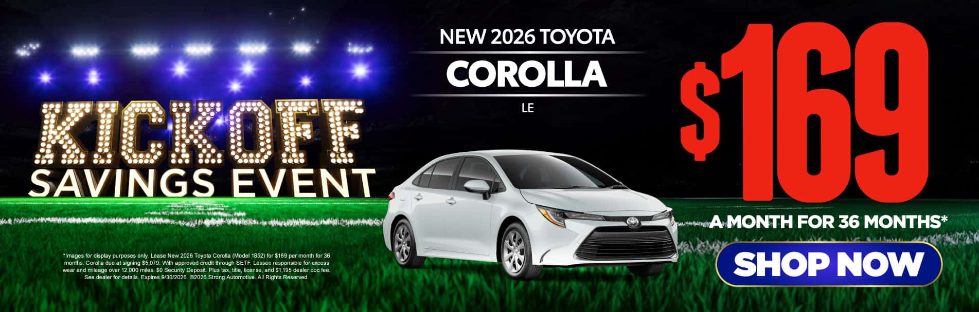New 2026 Toyota Corolla LE $169/mo for 36 months*
