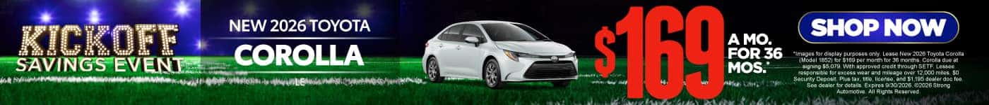 New 2026 Toyota Corolla LE $169/mo for 36 months*