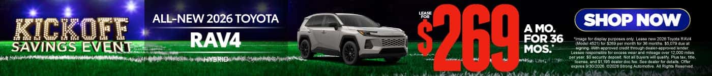 All-New 2026 Toyota RAV4 Hybrid Lease for $269 / 36 Mo*