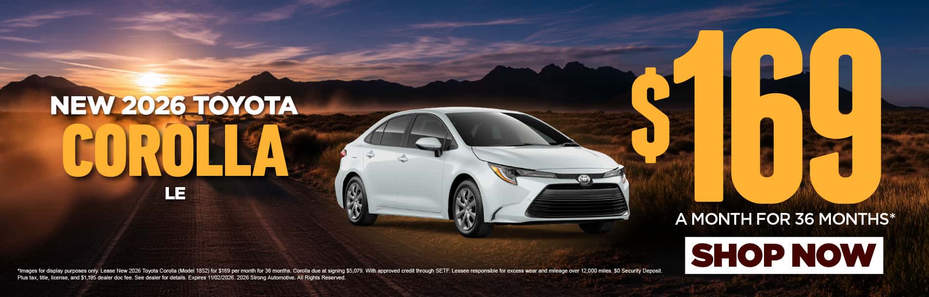 New 2026 Toyota Corolla LE $169/mo for 36 months*