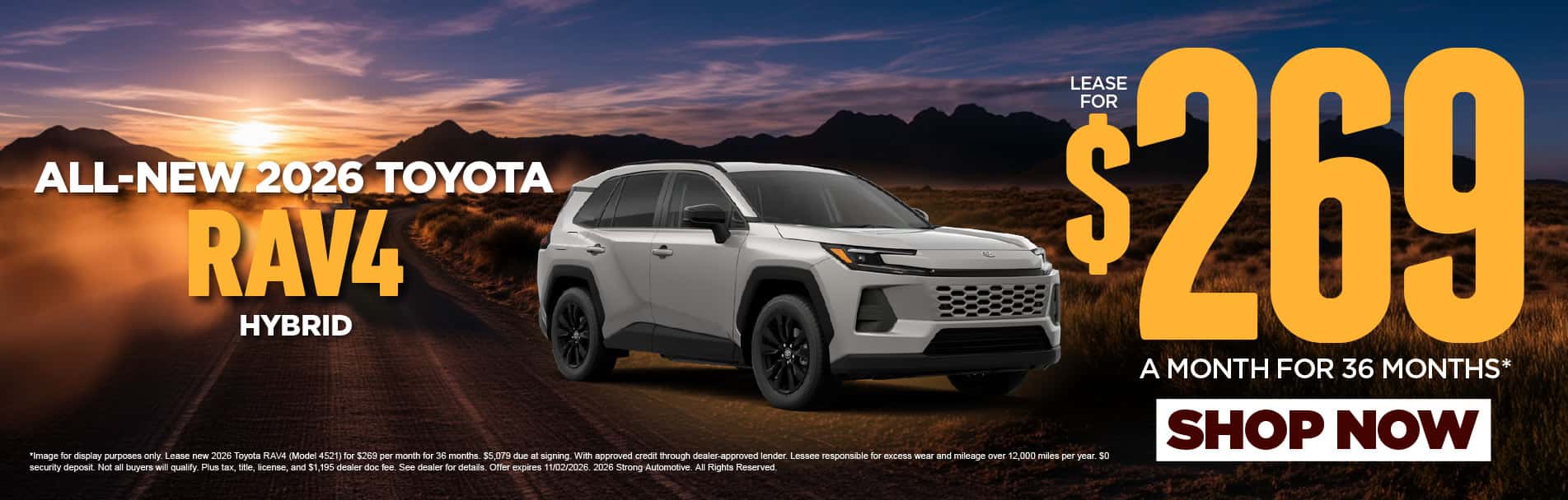 All-New 2026 Toyota RAV4 Hybrid Lease for $269 / 36 Mo*