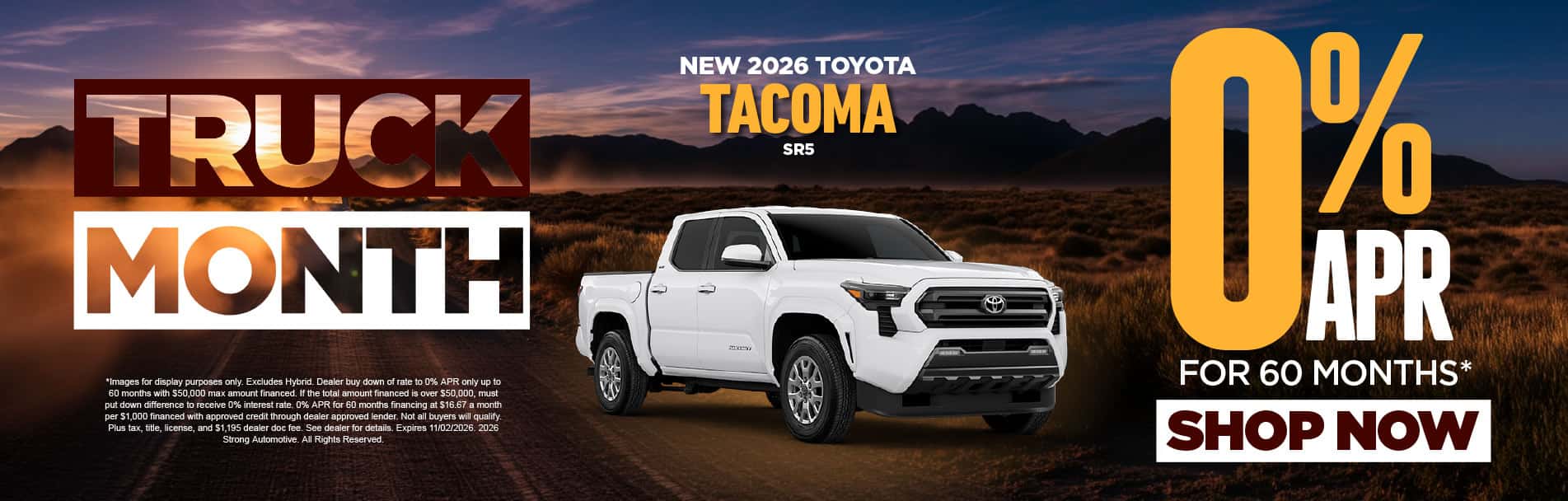 NEW 2026 TOYOTA TACOMA SR5 0% APR / 60 MONTHS*