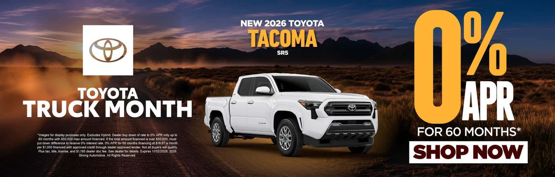 NEW 2026 TOYOTA TACOMA SR5 0% APR / 60 MONTHS*