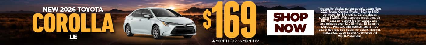 New 2026 Toyota Corolla LE $169/mo for 36 months*
