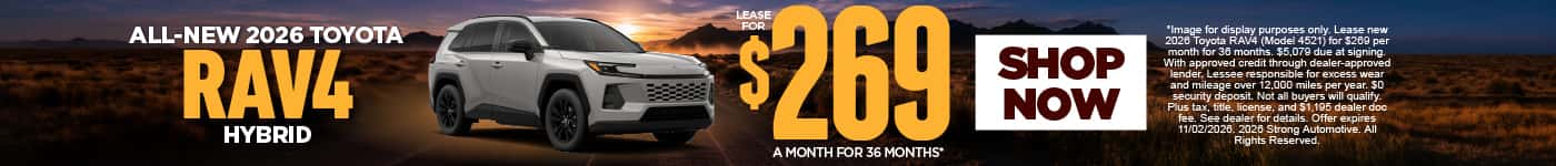 All-New 2026 Toyota RAV4 Hybrid Lease for $269 / 36 Mo*