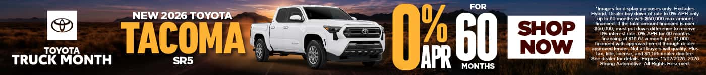 NEW 2026 TOYOTA TACOMA SR5 0% APR / 60 MONTHS*