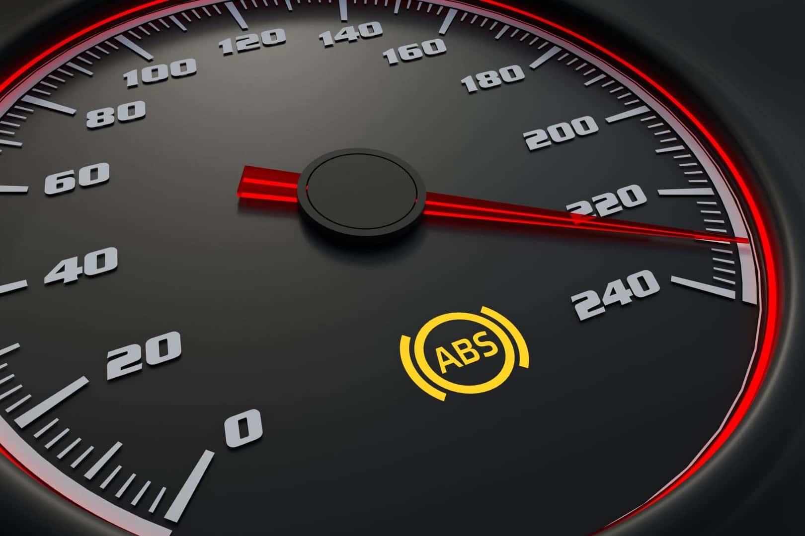 Speedometer with an ABS light on