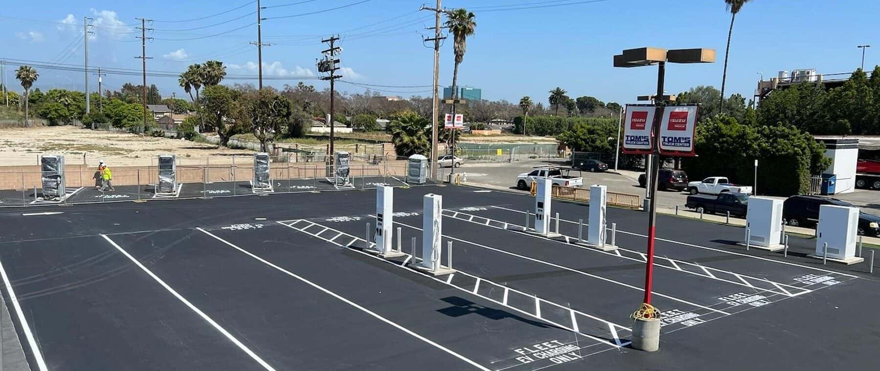 parking lot with chargers