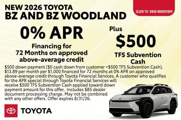 New 2026 Toyota bZ and bZ Woodland