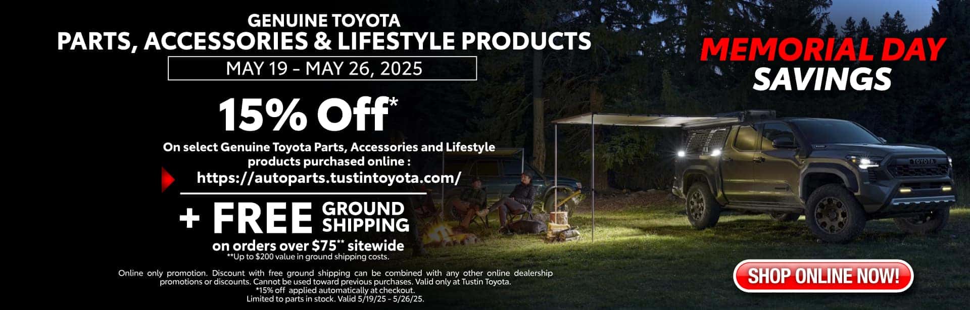 Get 15% Off Genuine Toyota Parts, Accessories & Lifestyle Products