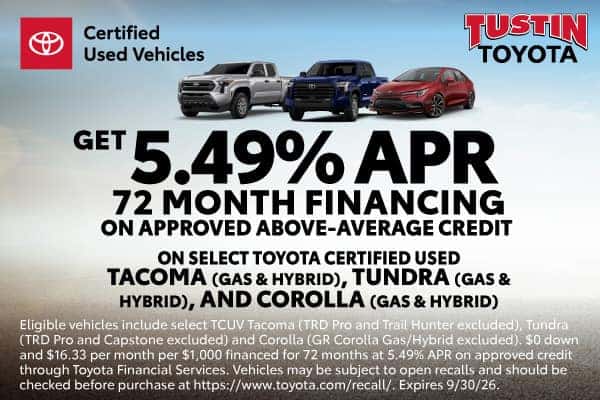 Toyota 5.49% APR Certified Pre-Owned Financing