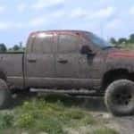 ram truck in mud