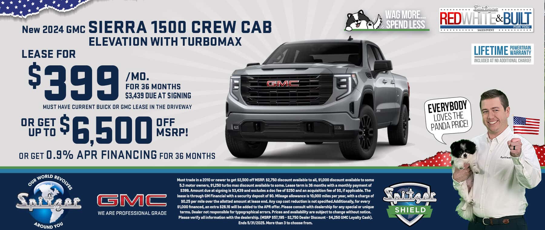 05.2025_Carrera_Lease a New 2024 GMC Sierra 1500 Crew Cab Elevation with TurboMax for $399/mo or Get Up To $6,500 off MSRP!
