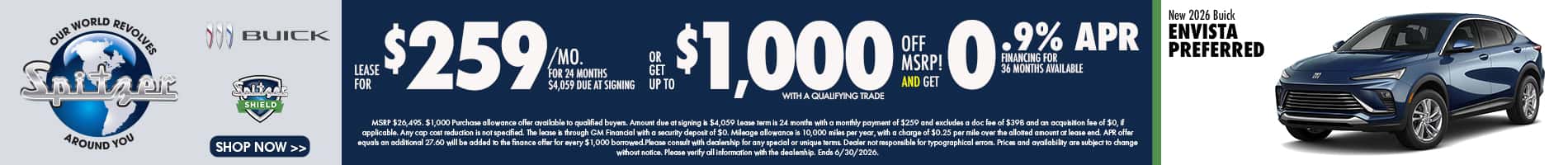 06.2026_2026 Buick Envista_Lease for $259 for 24 mo OR Get $1000 off msrp AND get 0.9% for 36 mo